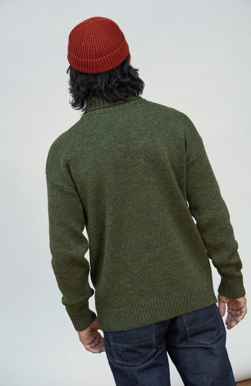 Mens Chunky Merino Wool Submariner Roll Neck Jumper