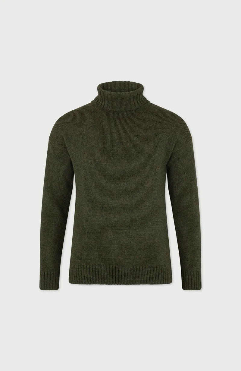 Mens Chunky Merino Wool Submariner Roll Neck Jumper
