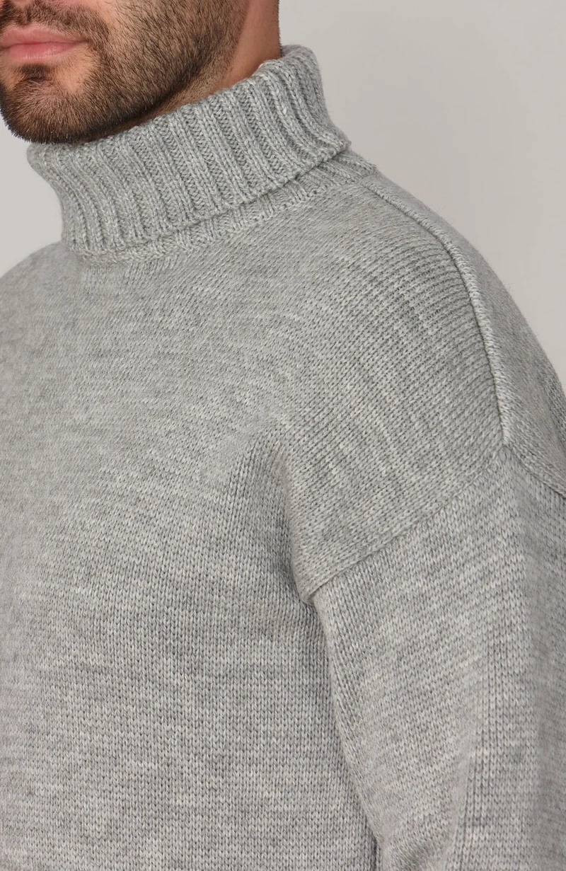 Mens Chunky Merino Wool Submariner Roll Neck Jumper