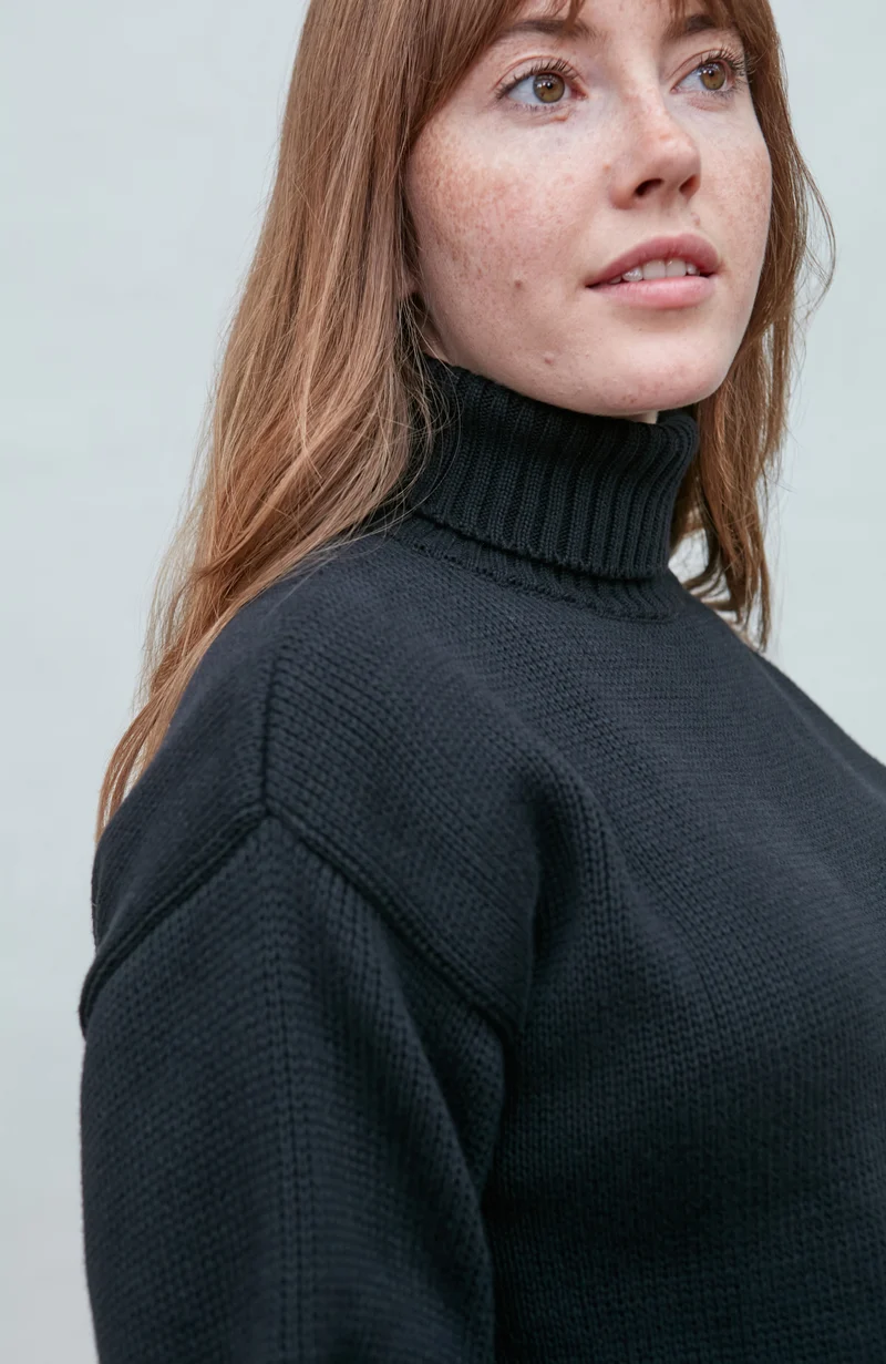 Womens Pure Cotton Heavyweight Submariner Roll Neck Jumper