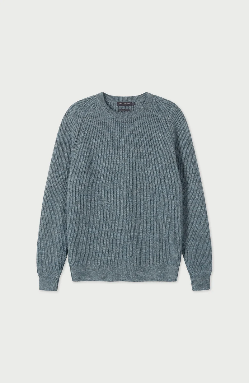 Mens Sheepsoft British Wool Rib Knit Jumper