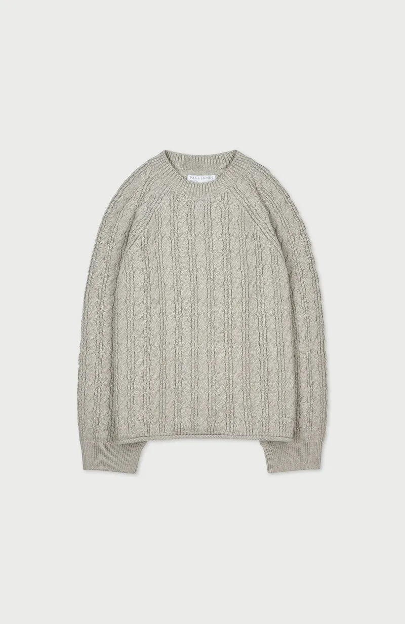 Womens Heavyweight Cotton Textured Cable Jumper