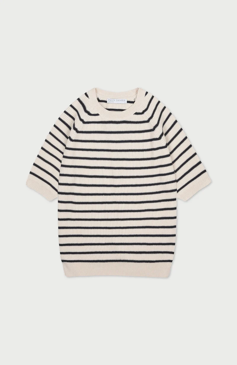Womens Lightweight Cotton Rib Stripe Top