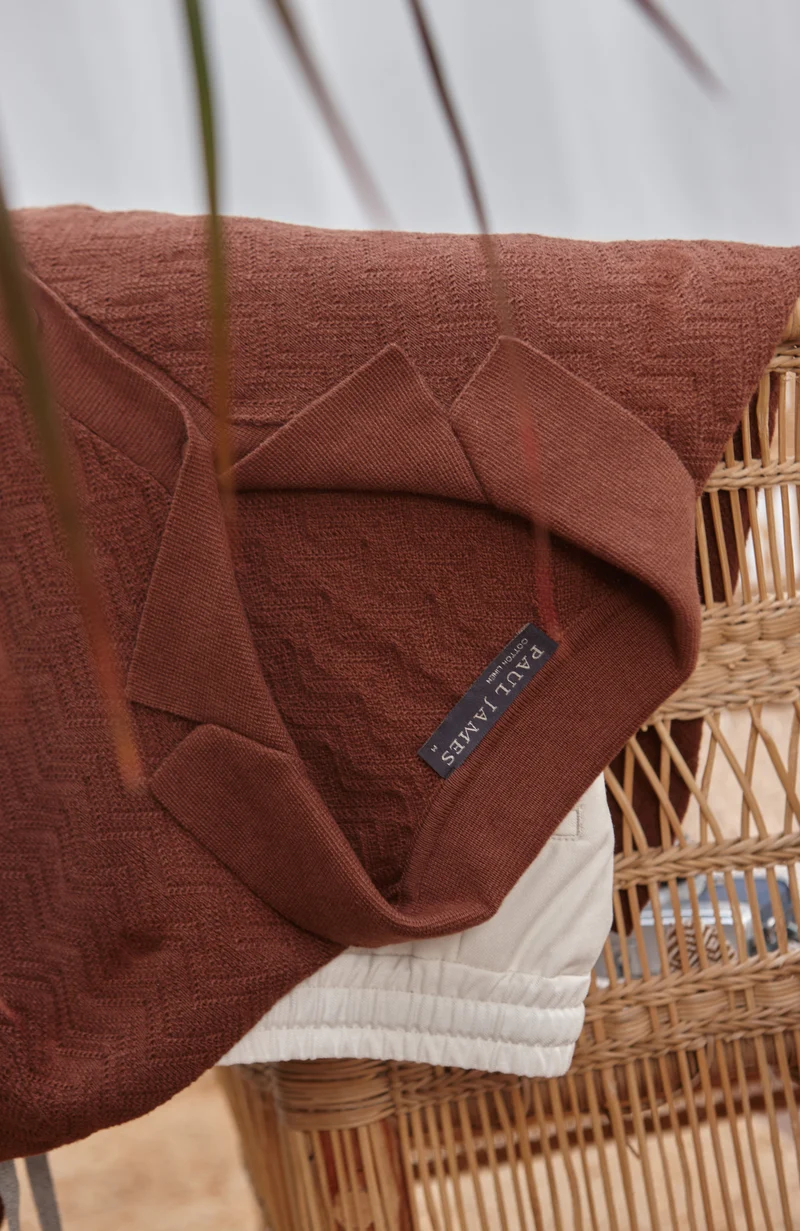 Mens Cotton Linen Racking Knit Resort Shirt