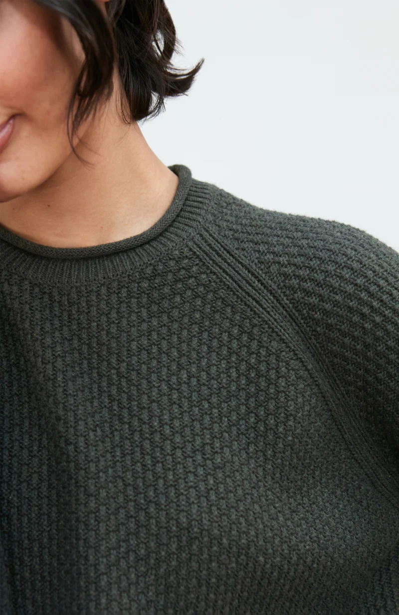 Womens Midweight Cotton Moss Stitch Jumper