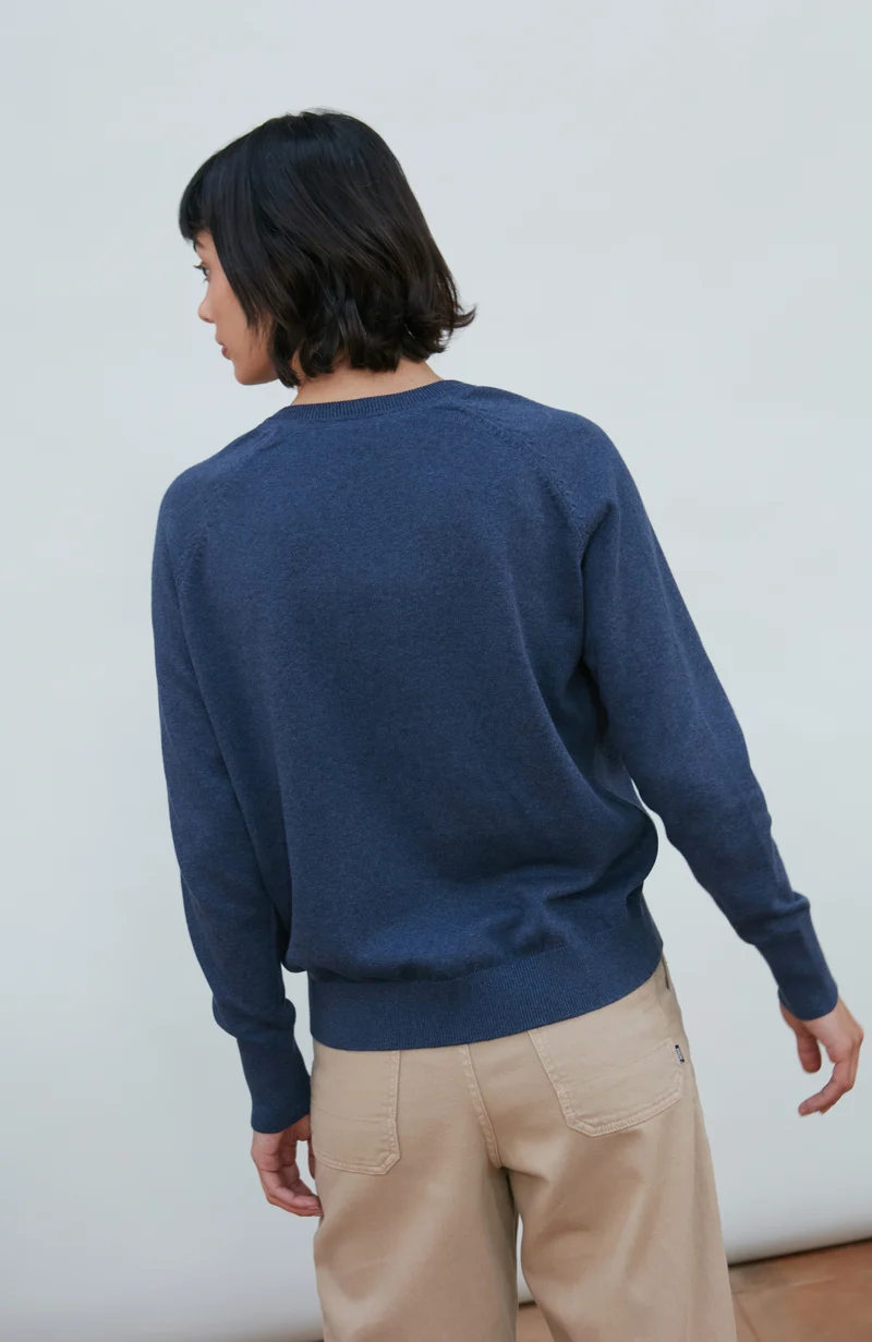 Womens Lightweight Cotton Deep V Neck Jumper