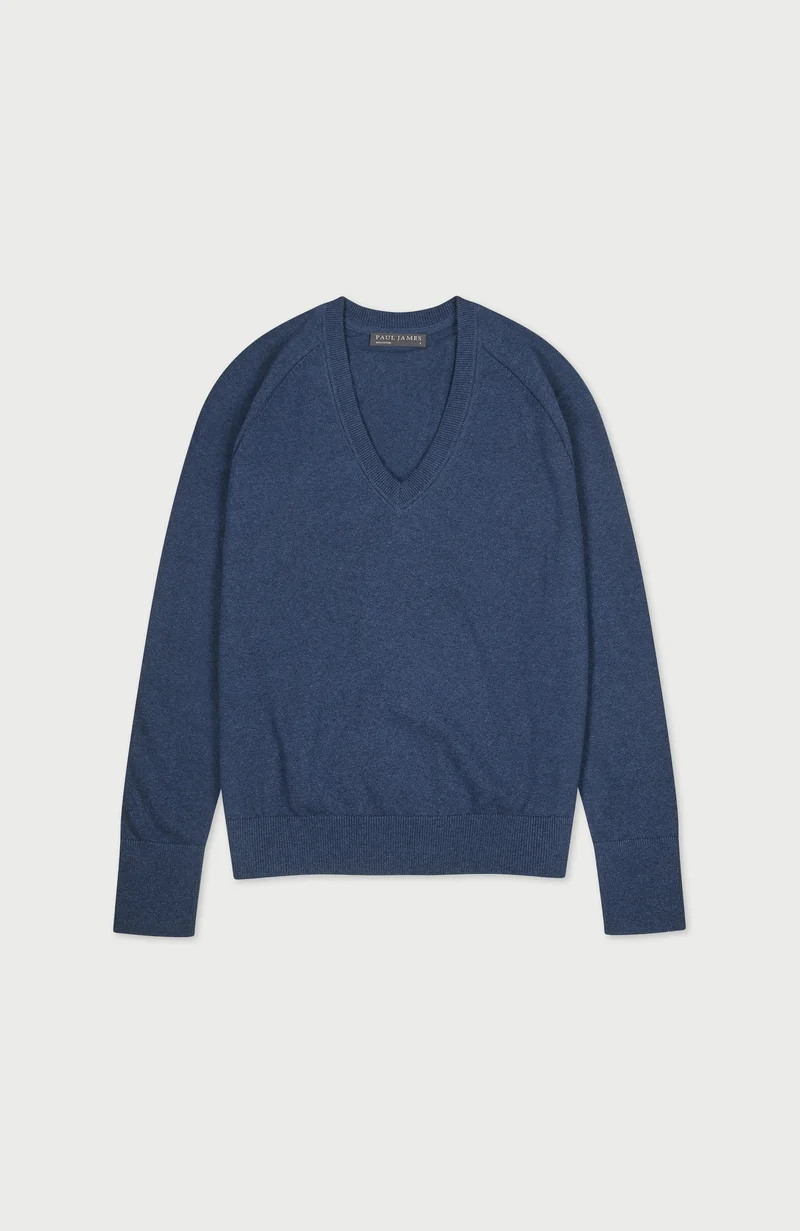 Womens Lightweight Cotton Deep V Neck Jumper