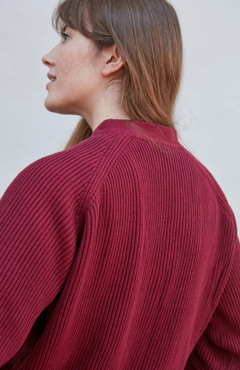 Womens Cotton Oversized V Neck Ribbed Cardigan