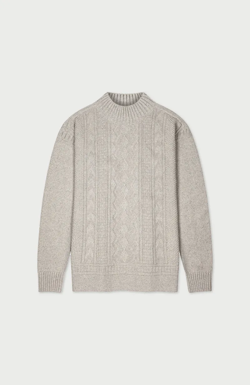 Mens Midweight Cotton Mock Neck Gansey Jumper