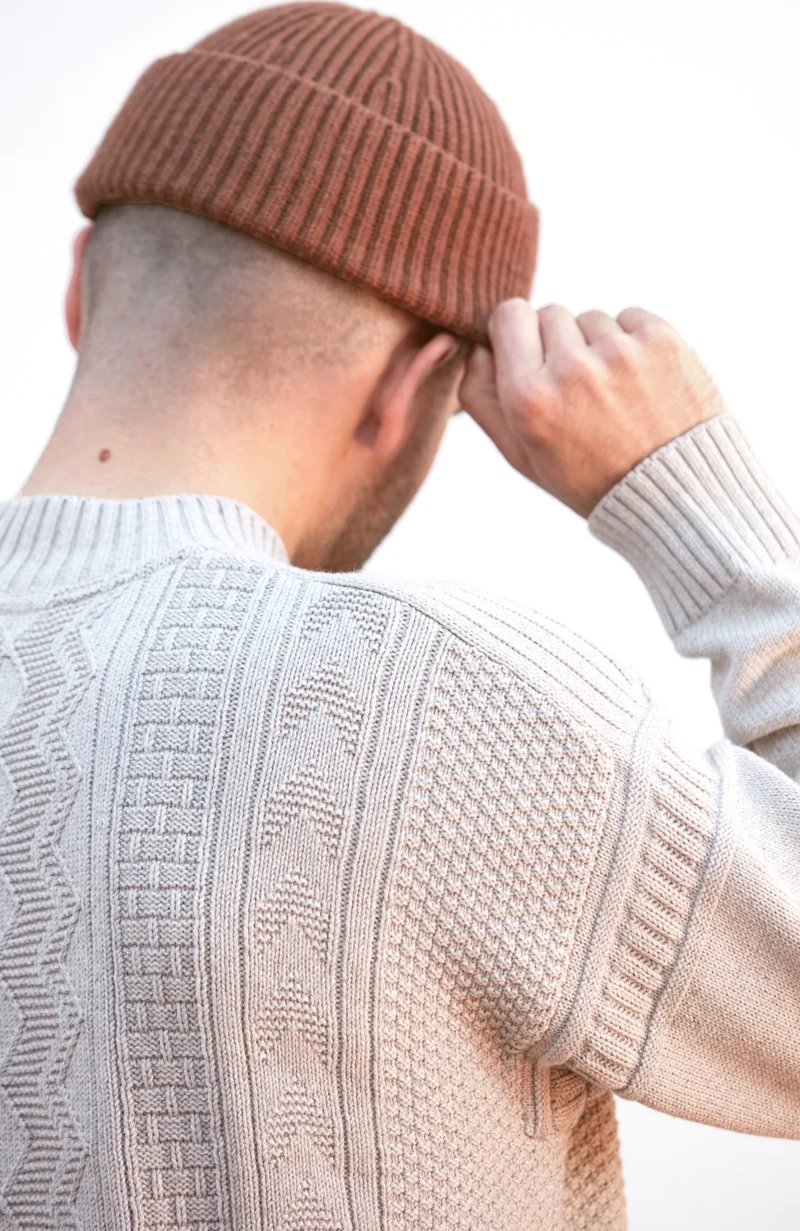 Mens Midweight Cotton Mock Neck Gansey Jumper