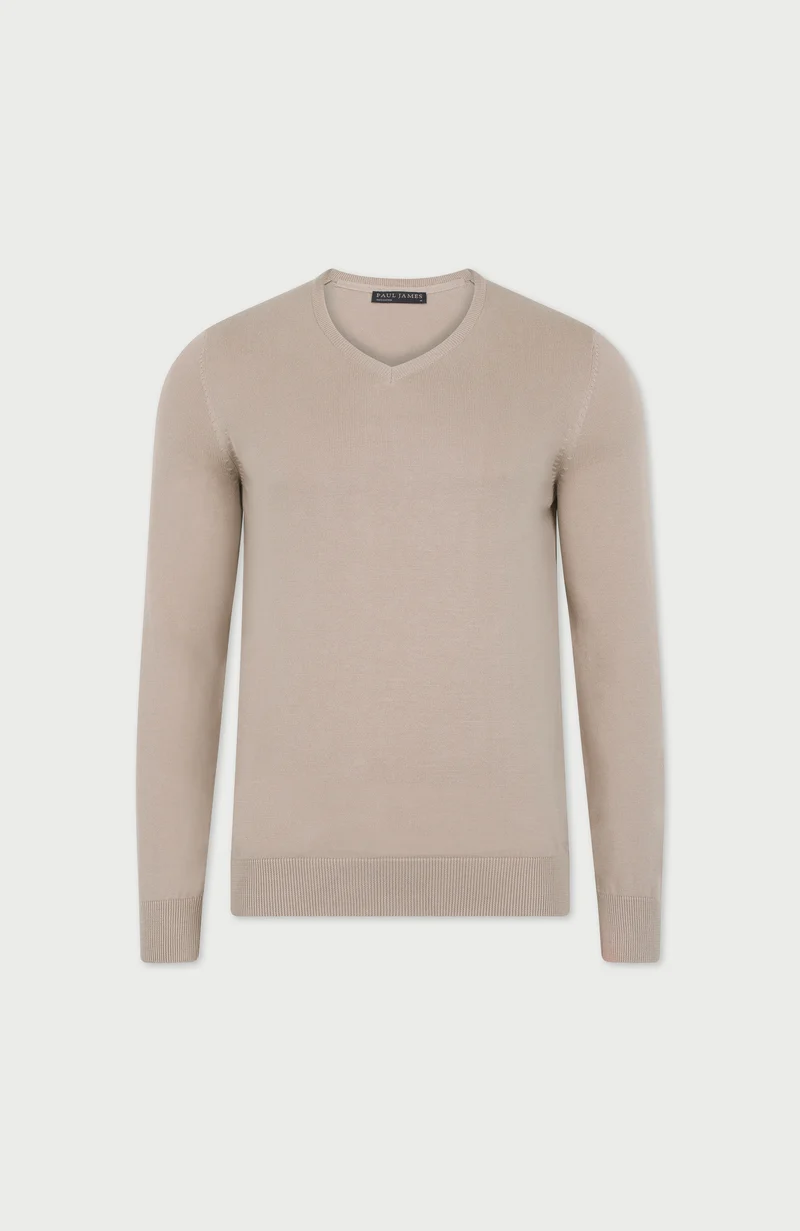 Mens Lightweight Cotton V-Neck Jumper