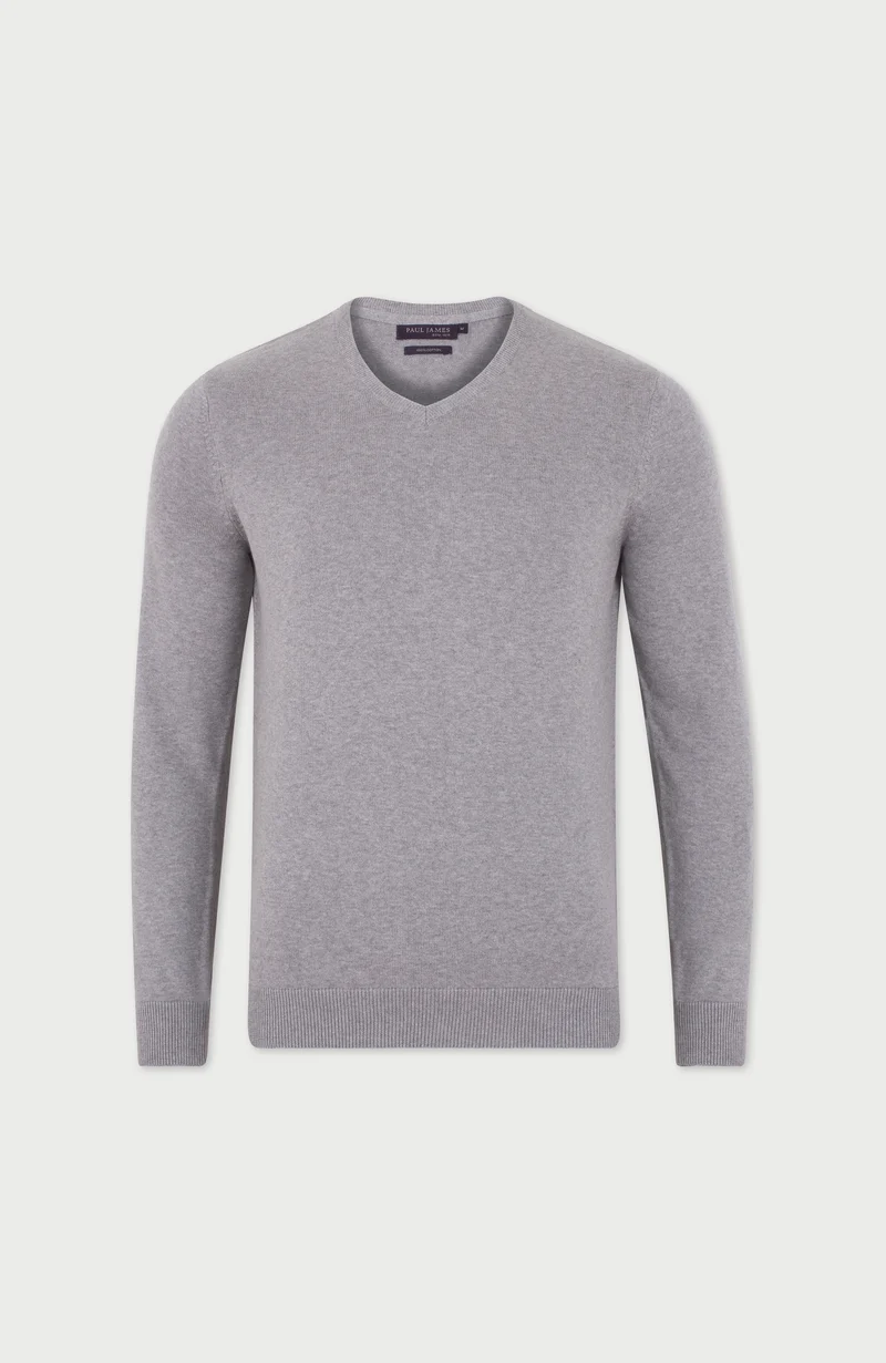 Mens Lightweight Cotton V-Neck Jumper
