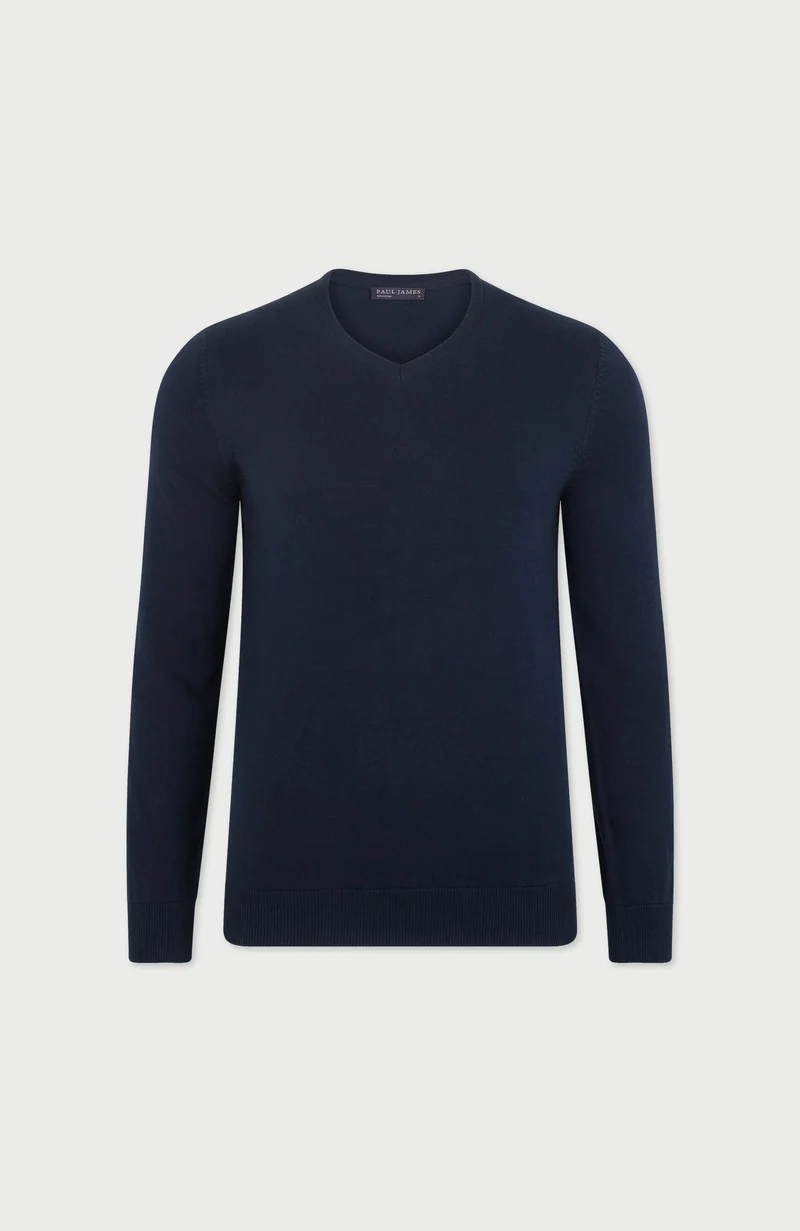 Mens Lightweight Cotton V-Neck Jumper