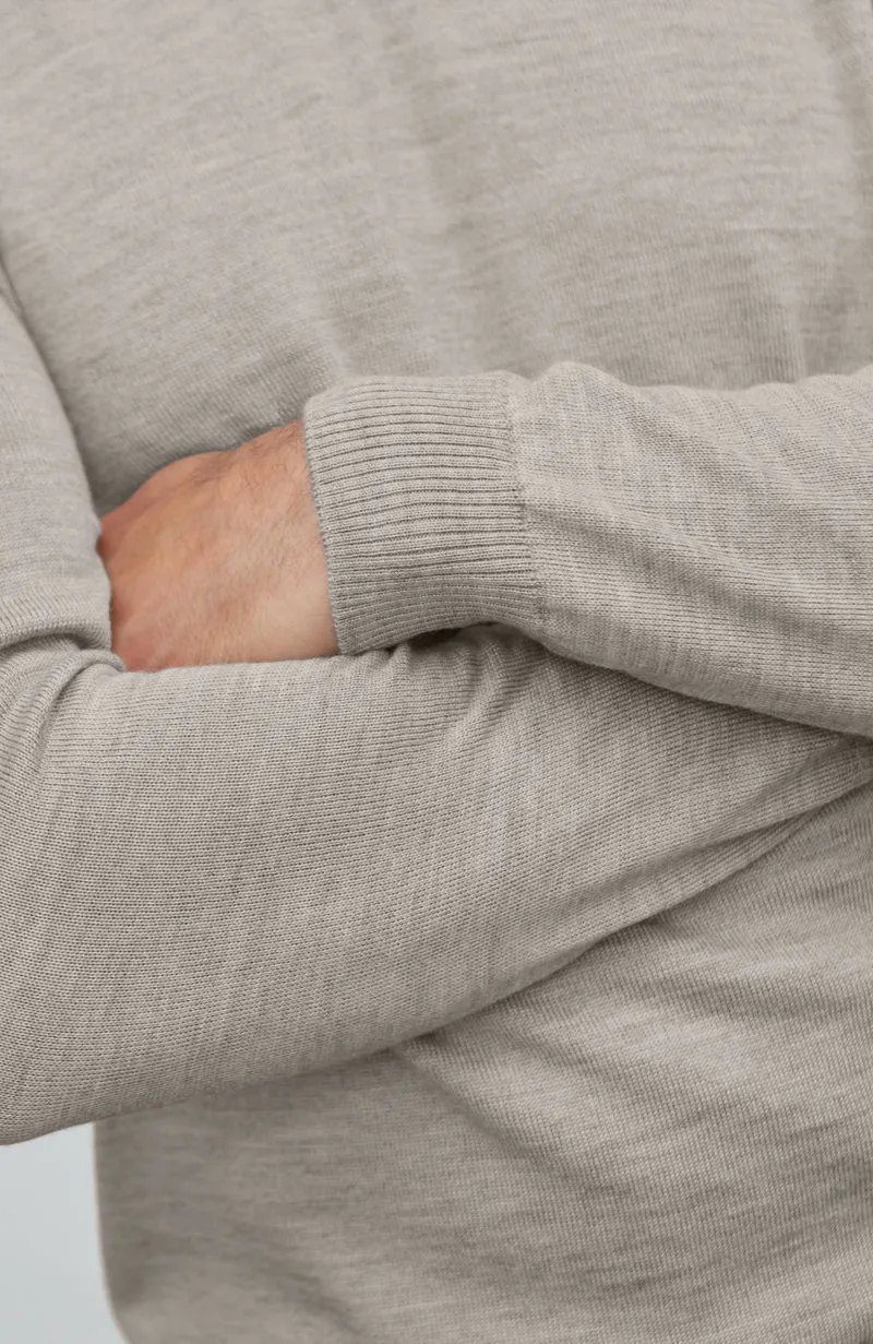Mens Extra Fine Merino Wool Long Sleeve Polo Shirt