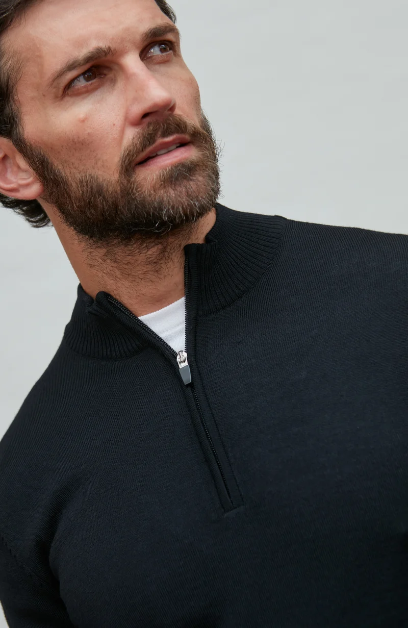 Mens Extra Fine Merino Wool Quarter Zip Jumper