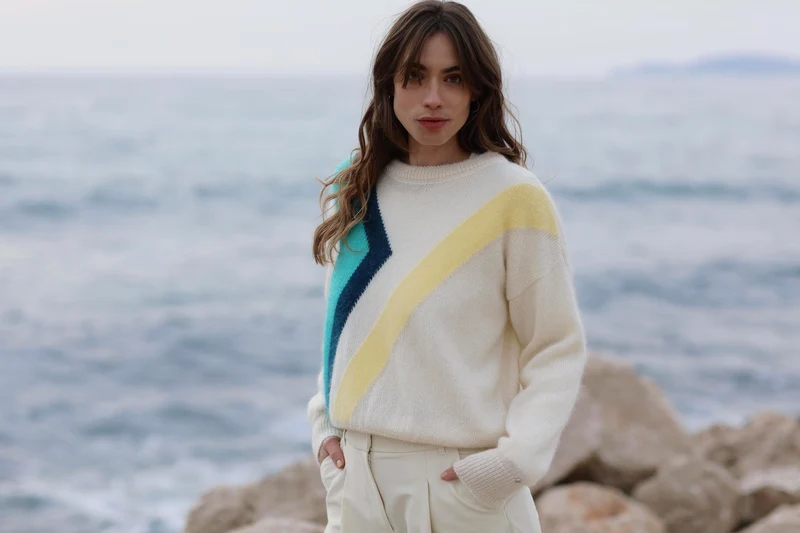 Pull Inès Naturel et Tahiti