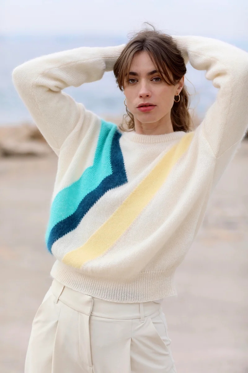 Pull Inès Naturel et Tahiti