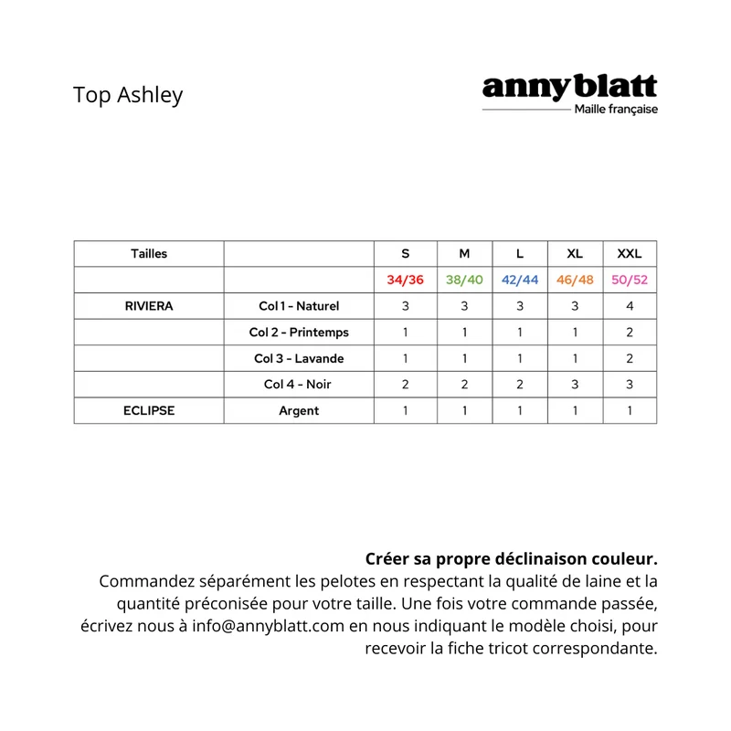 Top Ashley à tricoter.