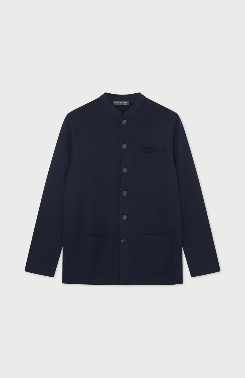 Mens Extra Fine Merino Wool Knitted Nehru Jacket