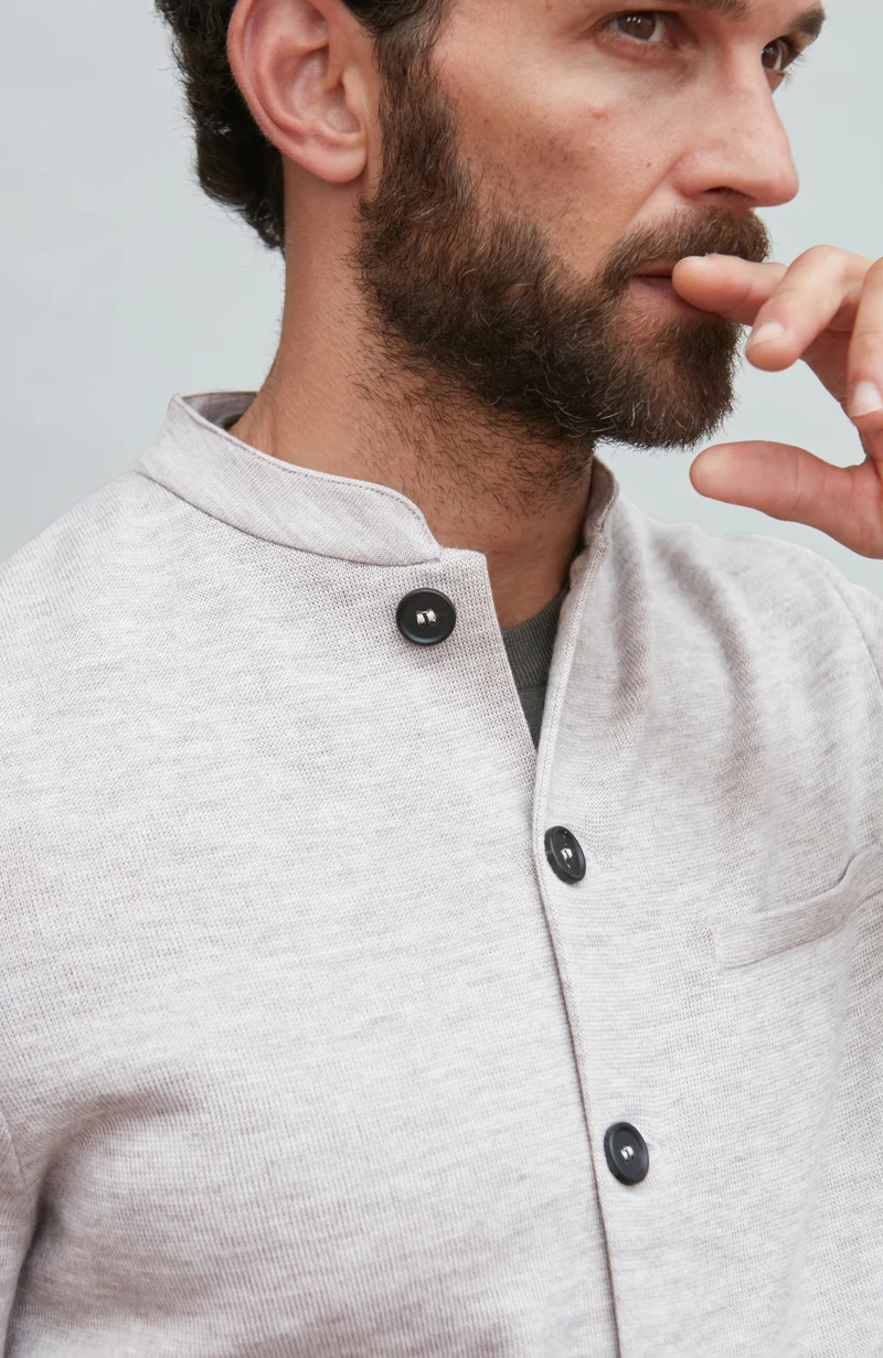 Mens Extra Fine Merino Wool Knitted Nehru Jacket