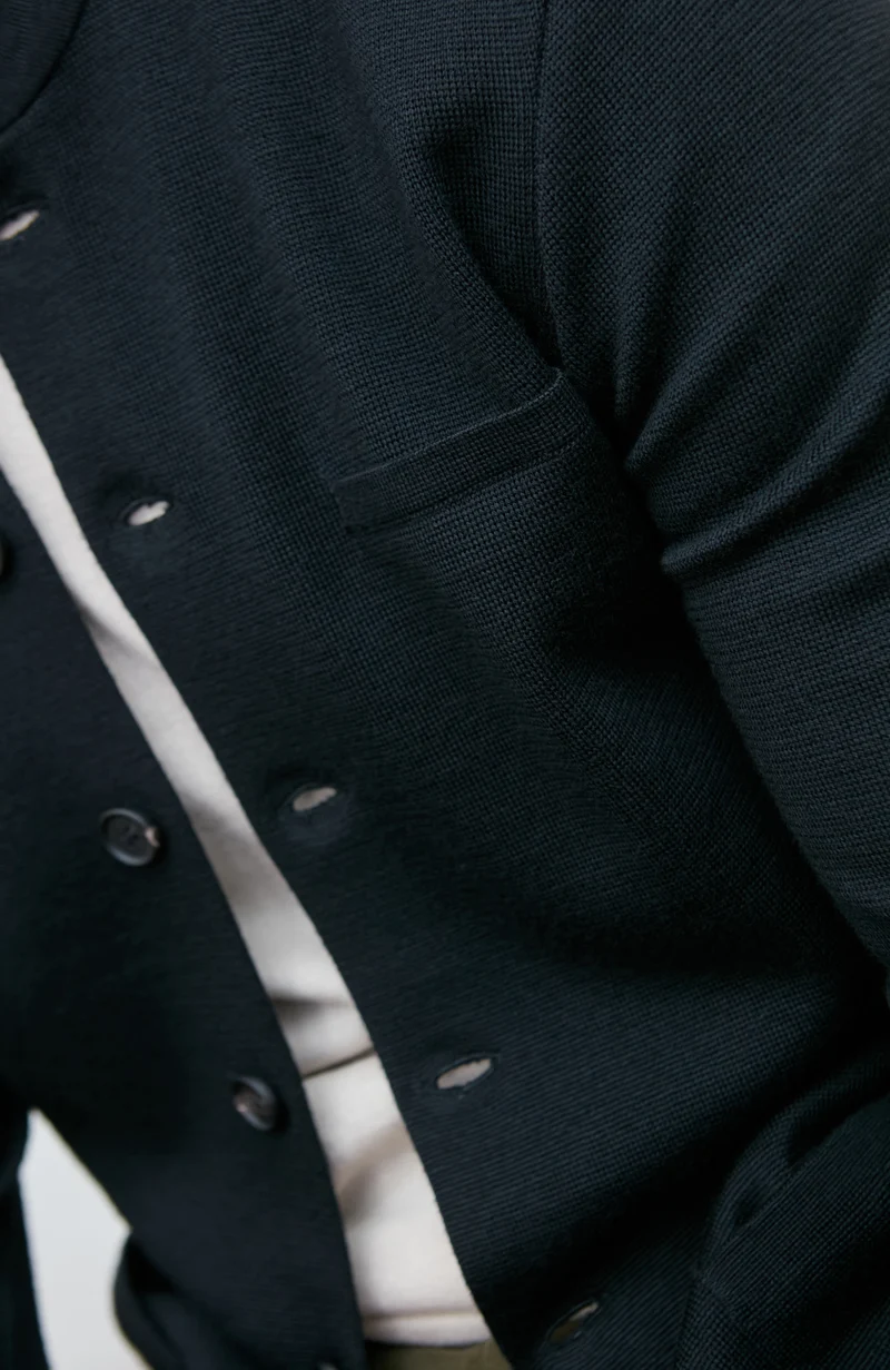 Mens Extra Fine Merino Wool Knitted Nehru Jacket