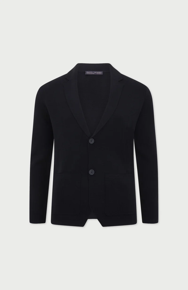 Mens Lightweight Extra Fine Merino Wool Knitted Blazer