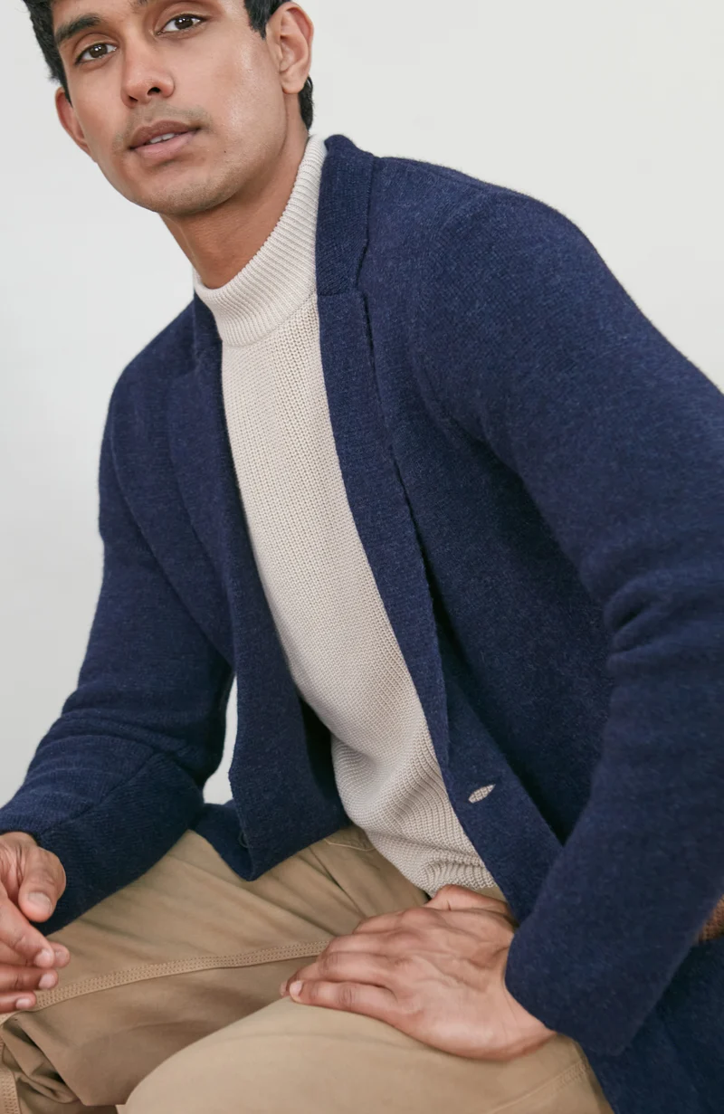 Mens Midweight Lambswool Knitted Blazer