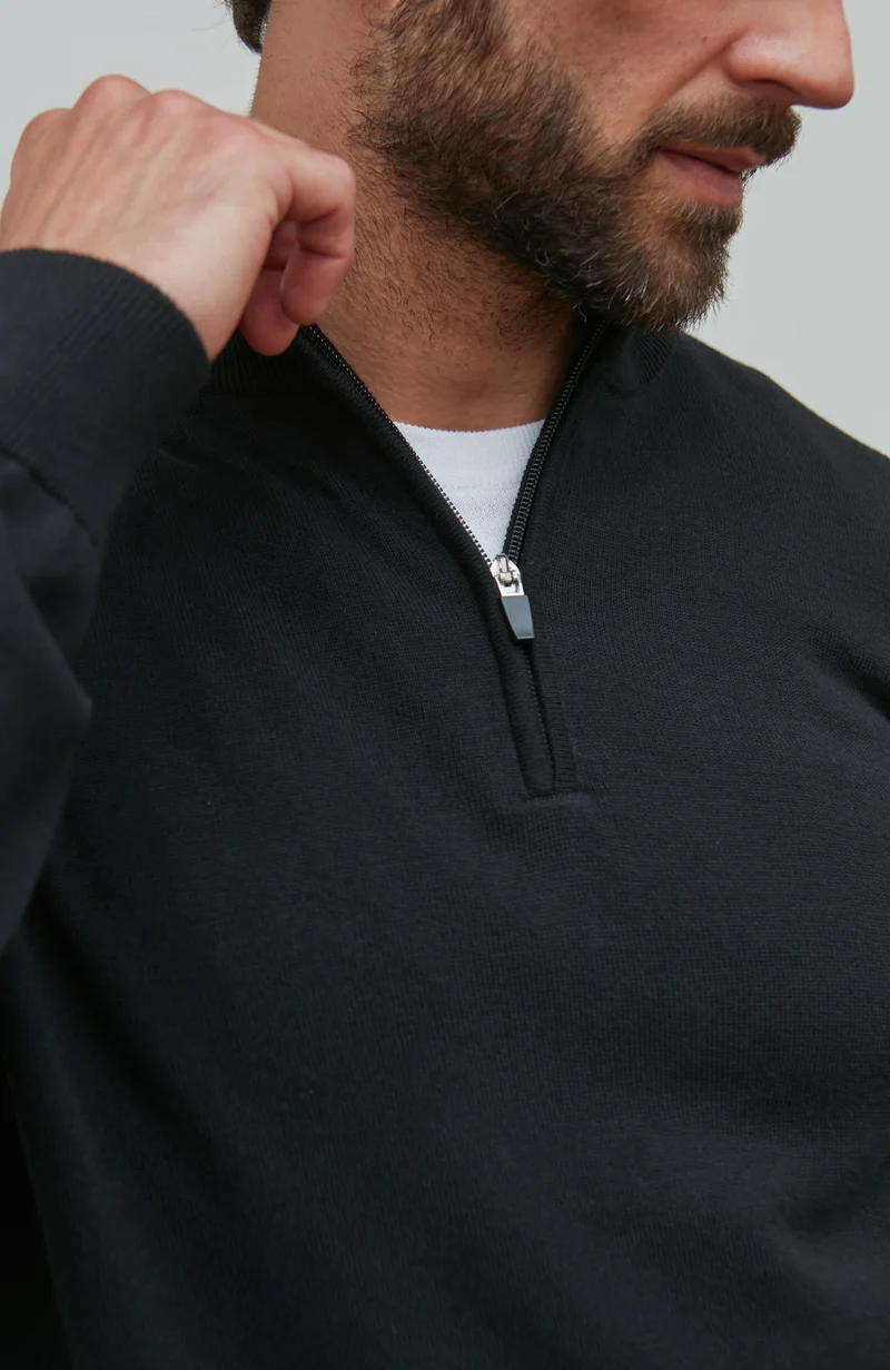 Mens Lightweight Cotton Zip Neck Jumper