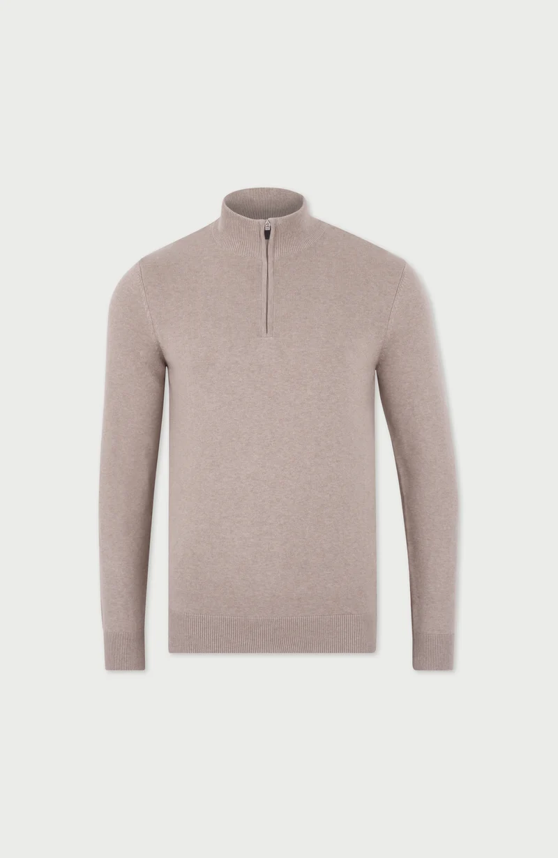 Mens Lightweight Cotton Zip Neck Jumper