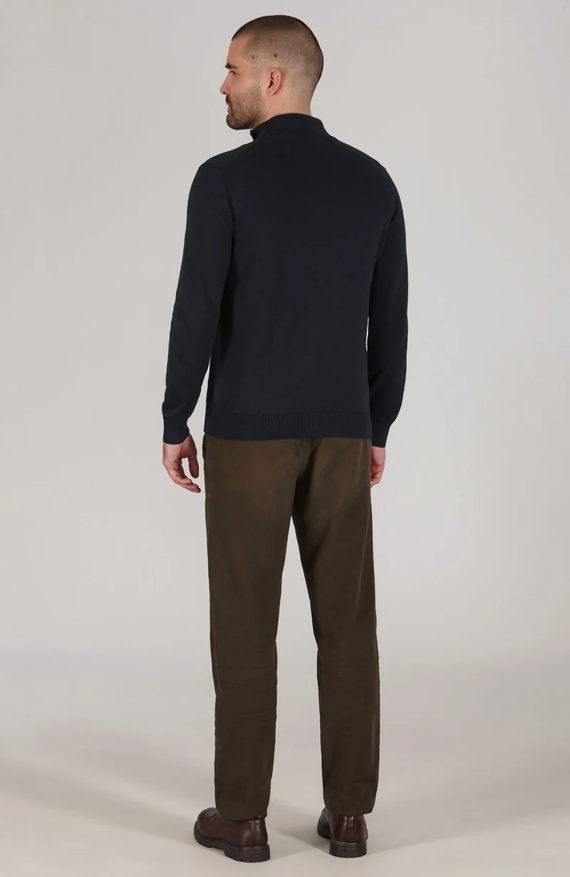 Mens Lightweight Cotton Zip Neck Jumper