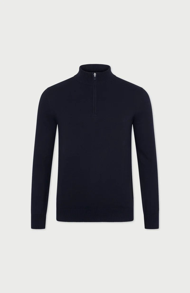 Mens Lightweight Cotton Zip Neck Jumper