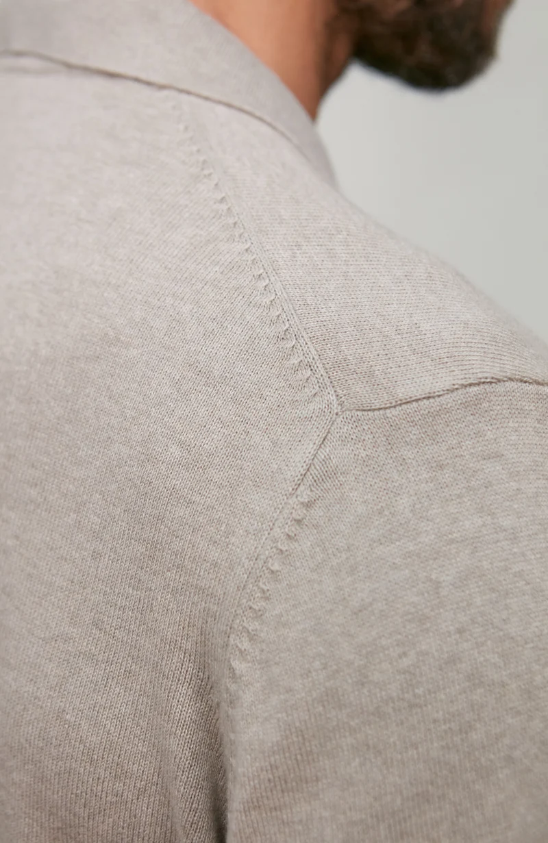 Mens Lightweight Cotton Long Sleeve Knitted Polo Shirt