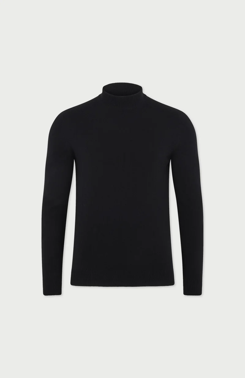 Mens Lightweight Merino Cashmere Mock Turtle Neck Jumper