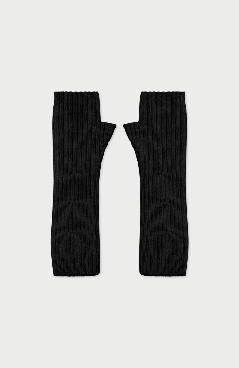 Womens Merino Activewear Ribbed Fingerless Gloves