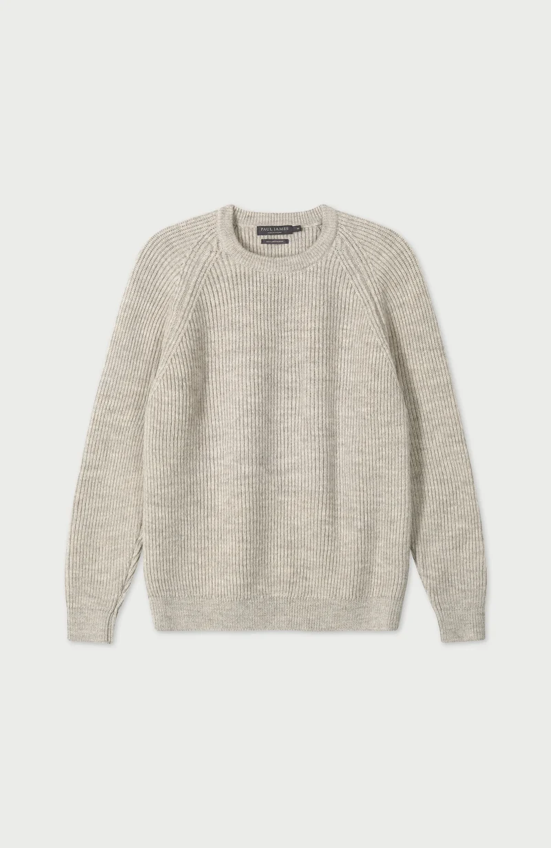 Mens Sheepsoft British Wool Fisherman Rib Knit Jumper