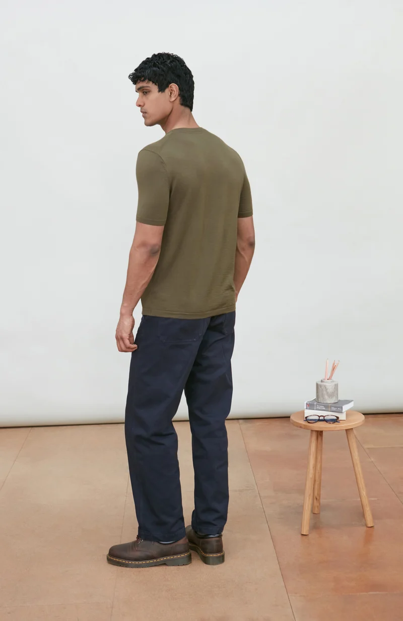 Mens Superfine Merino Wool Knitted T-Shirt