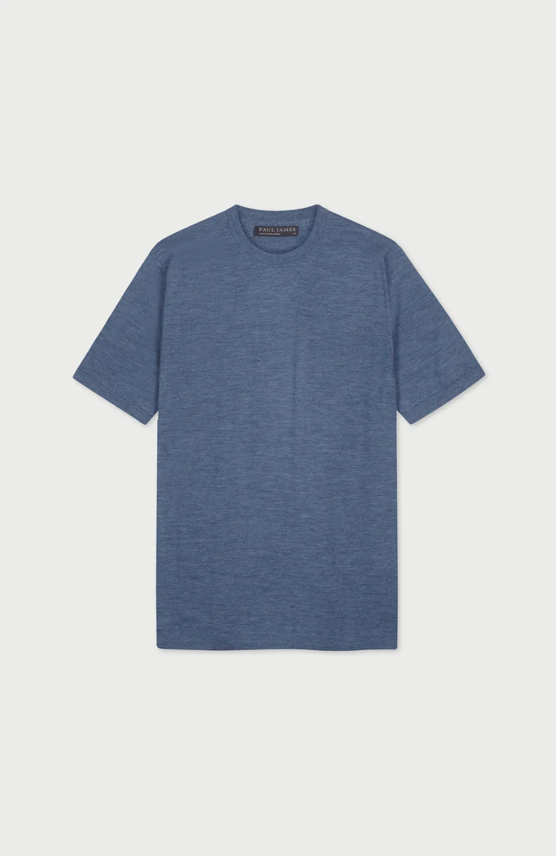Mens Superfine Merino Wool Knitted T-Shirt