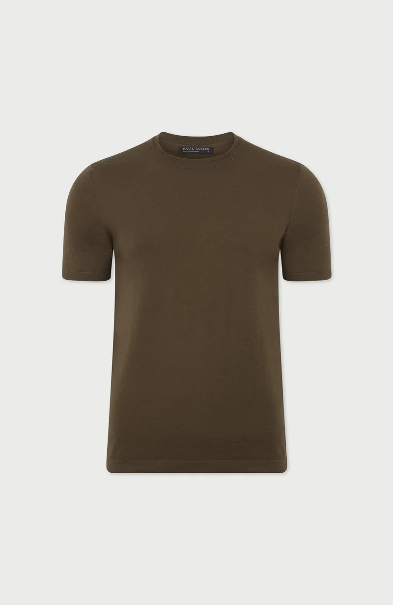 Mens Superfine Merino Wool Knitted T-Shirt