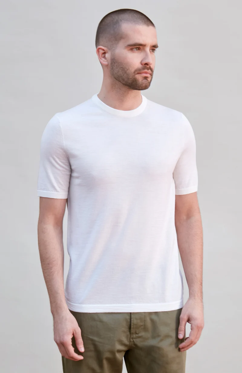Mens Superfine Merino Wool Knitted T-Shirt