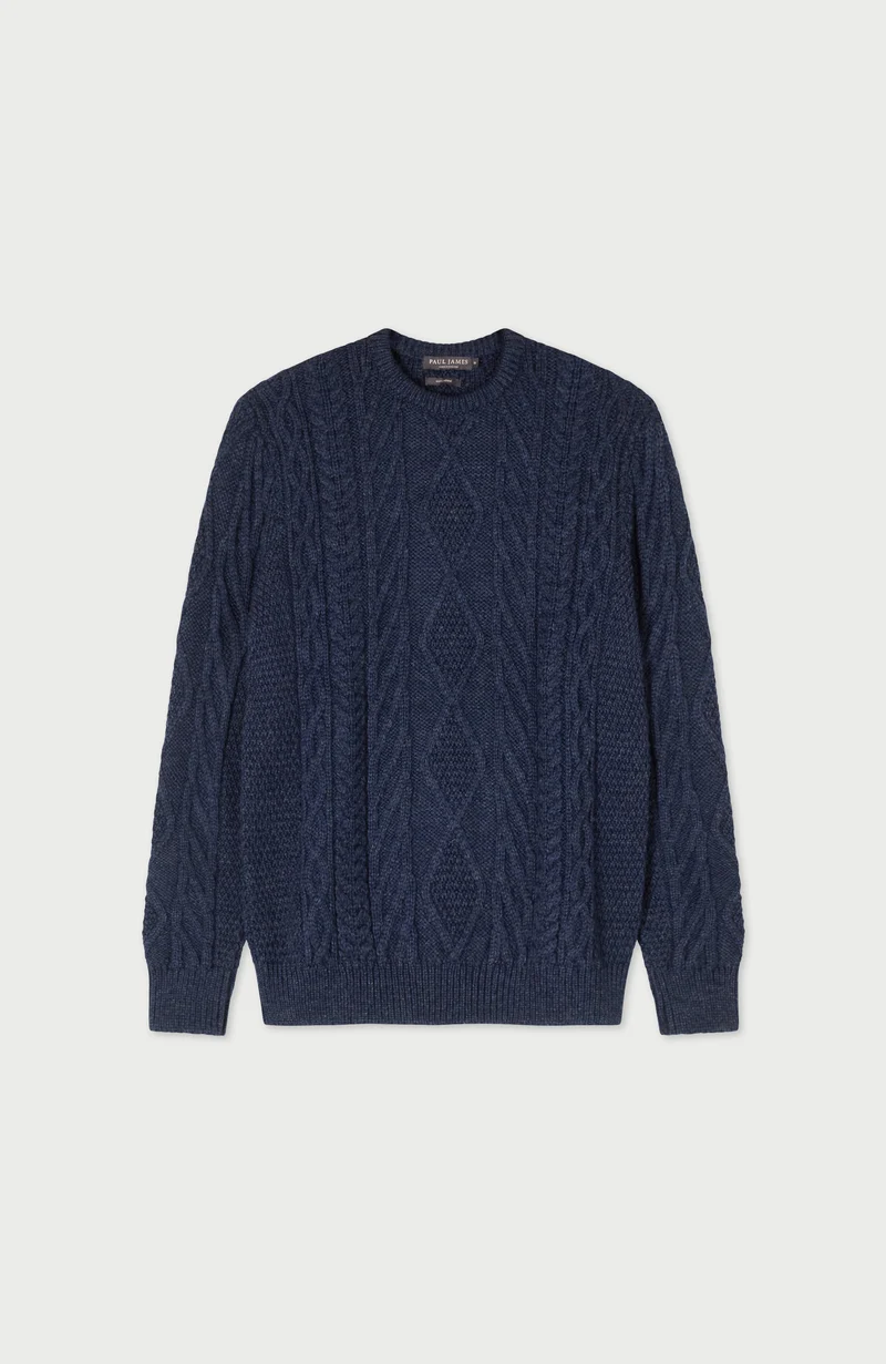 Mens Chunky Merino Wool Cable Jumper
