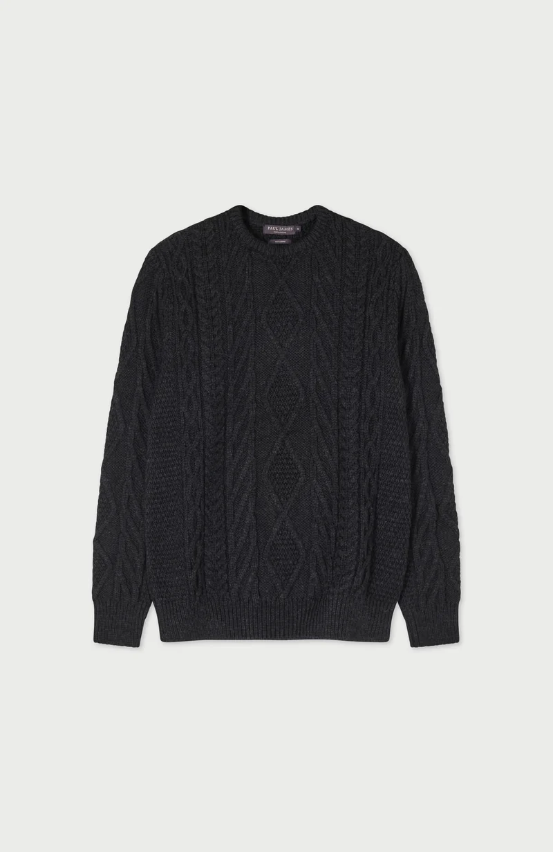 Mens Chunky Merino Wool Cable Jumper