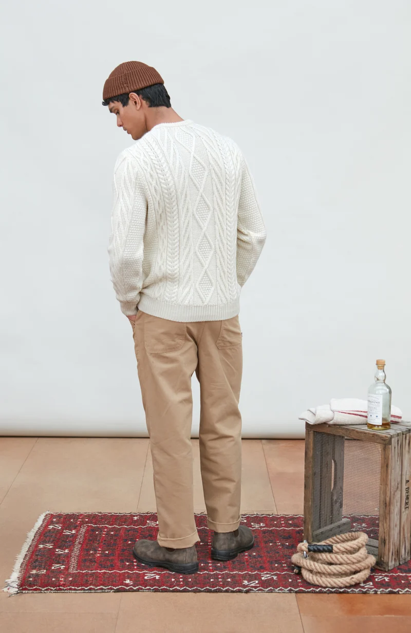 Mens Chunky Merino Wool Cable Jumper