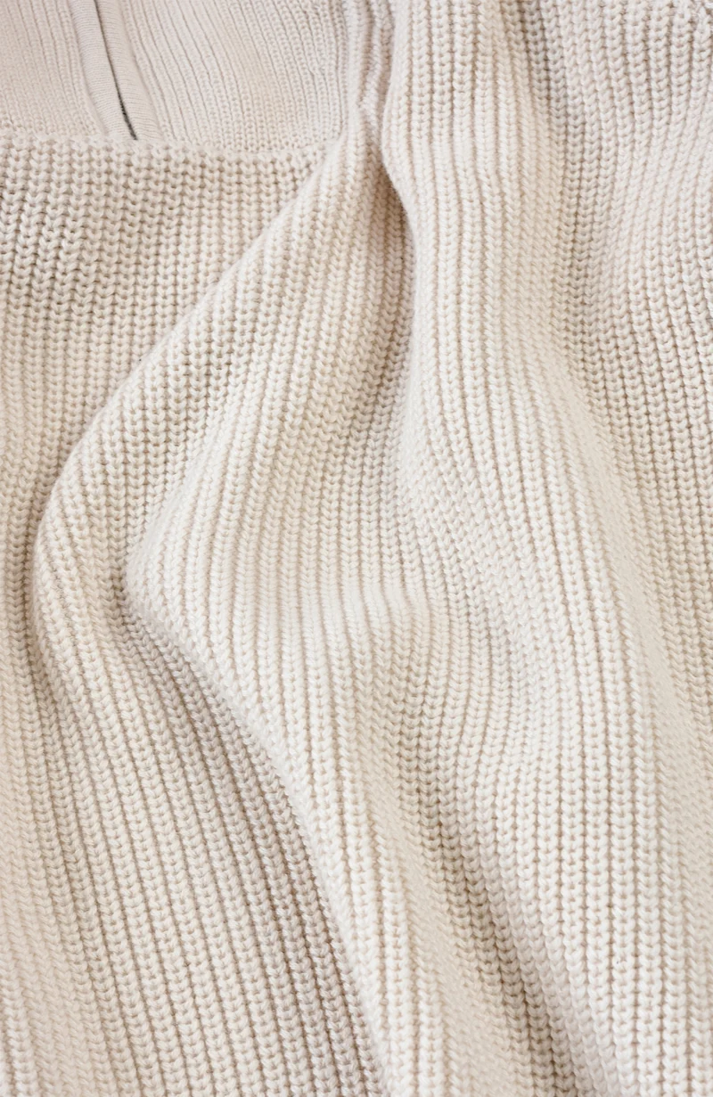 Womens Midweight Cotton Troyer Zip Neck Ribbed Jumper