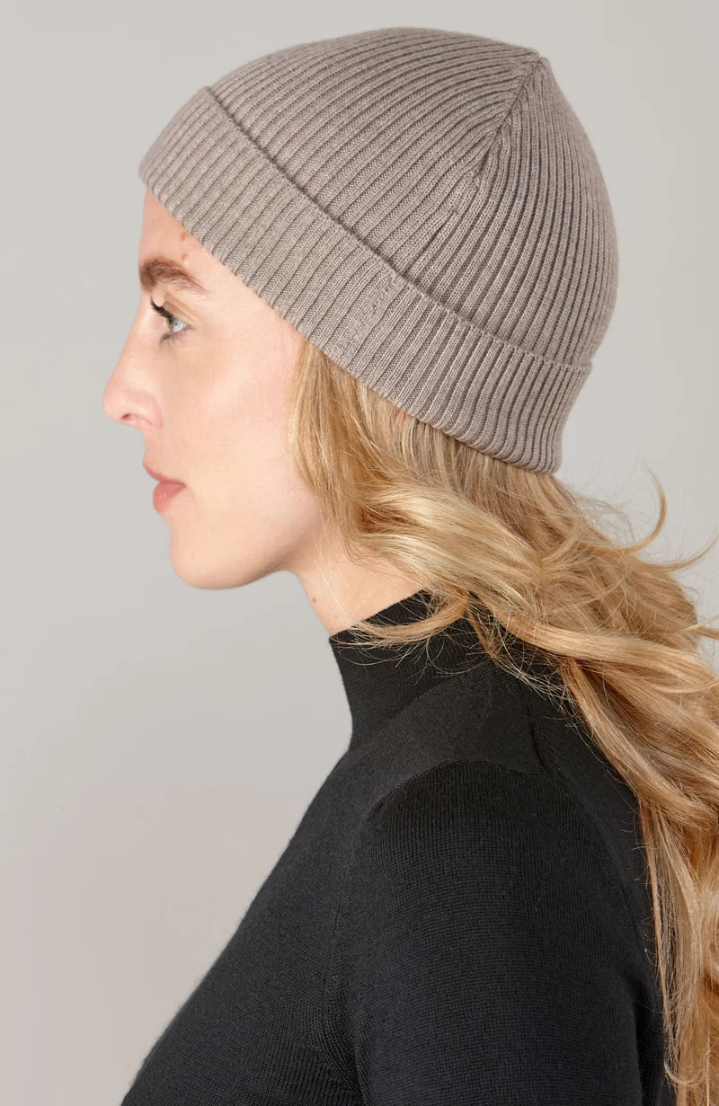 Womens Ribbed Extra Fine Merino Wool Beanie
