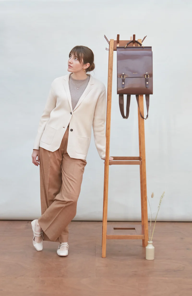 Womens Midweight Cotton Relaxed Fit Knitted Blazer