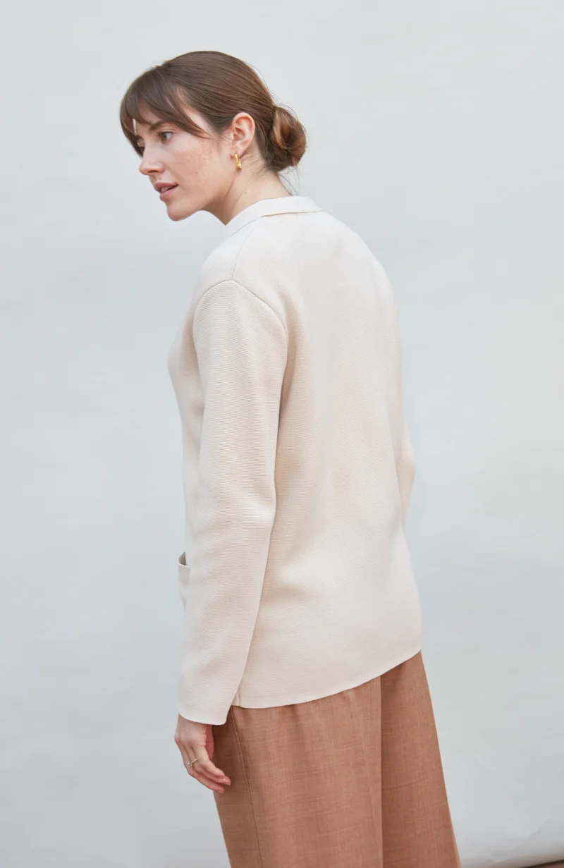 Womens Midweight Cotton Relaxed Fit Knitted Blazer