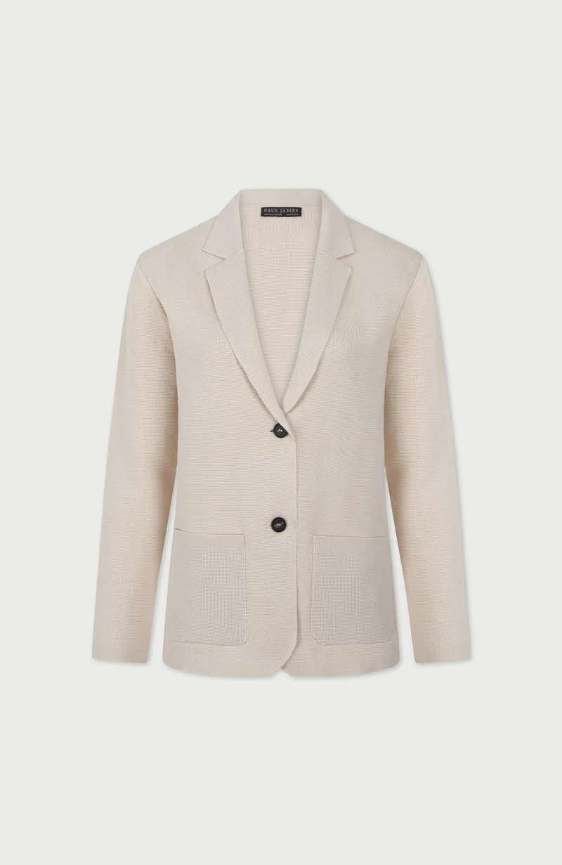 Womens Midweight Cotton Relaxed Fit Knitted Blazer