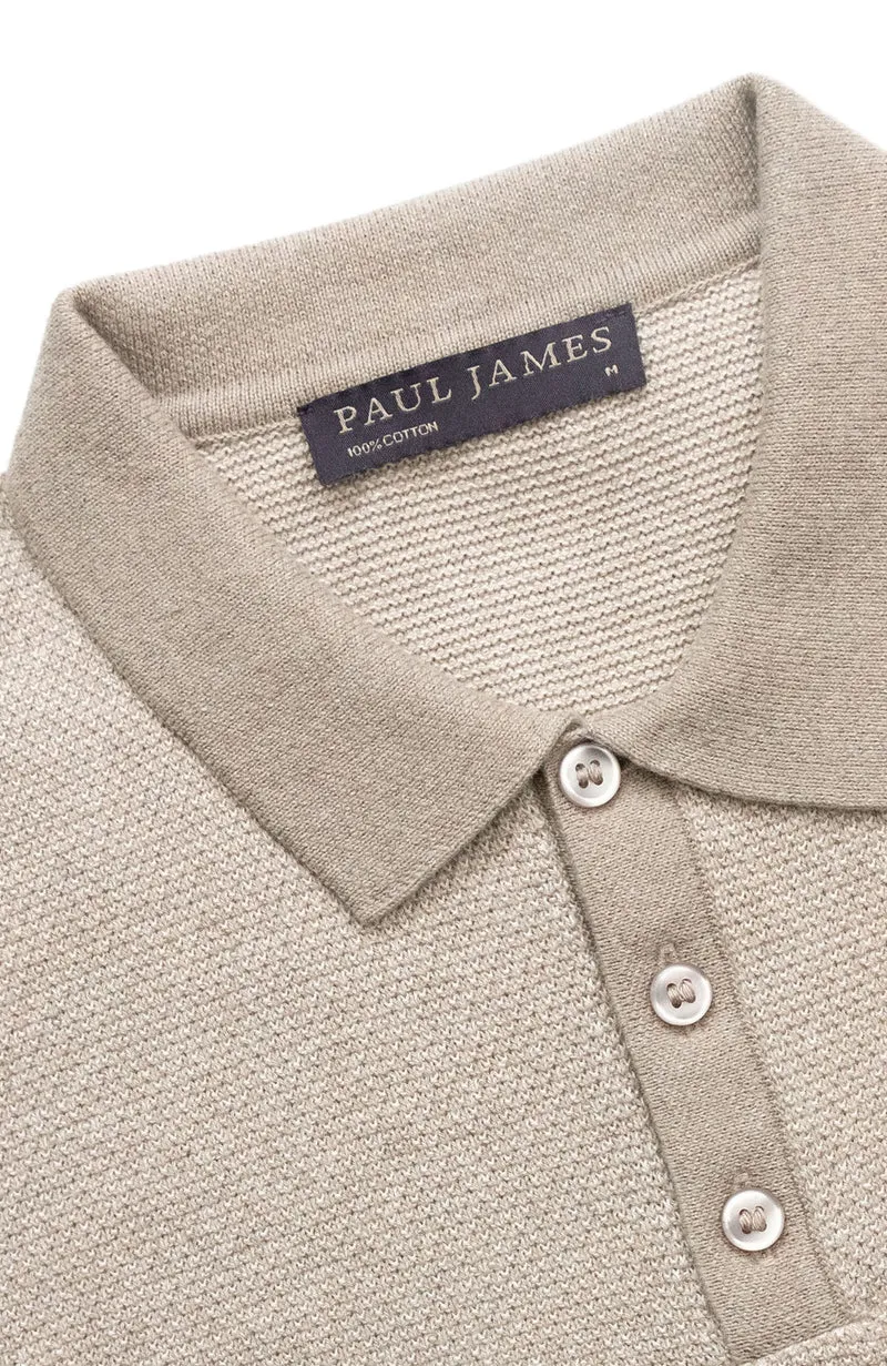 Mens Lightweight Cotton Textured Polo Shirt