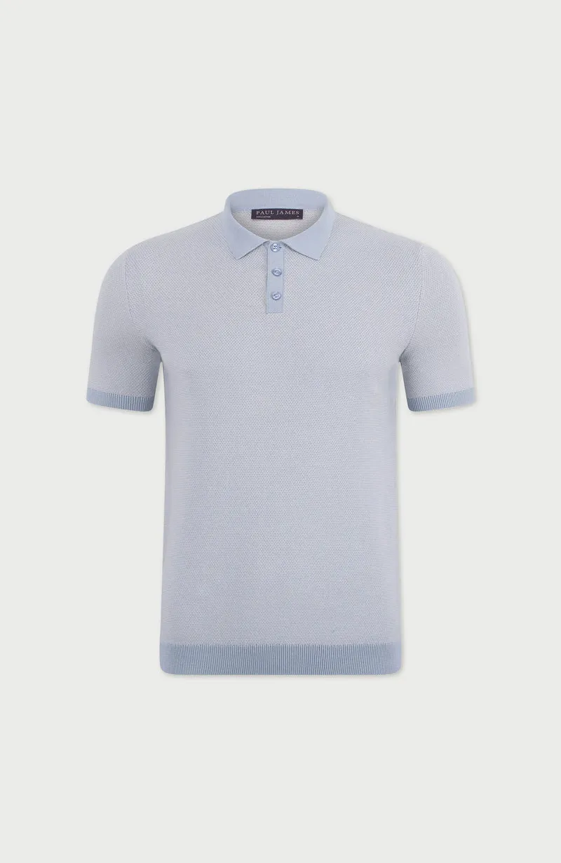 Mens Lightweight Cotton Textured Polo Shirt