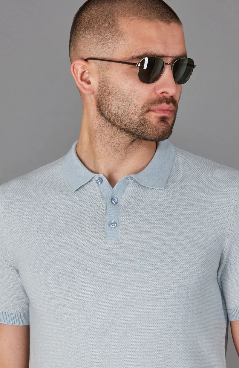 Mens Lightweight Cotton Textured Polo Shirt